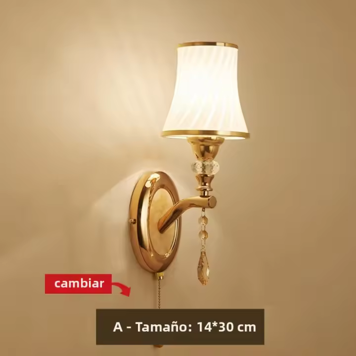 Lámpara De Pared De Vidrio Moderna Con Interruptor De Hilo Para Decoración De Sala De Estar Y Dormitorio Soporte E14 Luz LED Para Interiores - 1