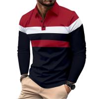 Camisa Polo Hombre Manga Larga Botones Transpirable Estilo Basic Streetwear Otoño Negocios Splice T-Shirts Cuello Redondo - details 4