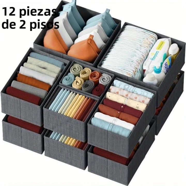 Caja De Almacenamiento Para Ropa Interior Y Calcetines Divisor De Cajones Plegable 6 Y 12 Conjuntos Saco De Almacenamiento Para Cajones Organizador De Ropa Interior Y Calcetines