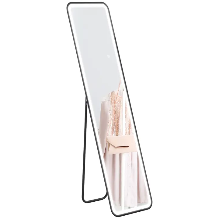 HOMCOM Espejo de Cuerpo Entero con Luz LED 150x40 cm Espejo de Pie o de Pared sin Marco con Iluminación de 3 Colores Función de Memoria y Táctil Inteligente para Salón Dormitorio Transparente - 1