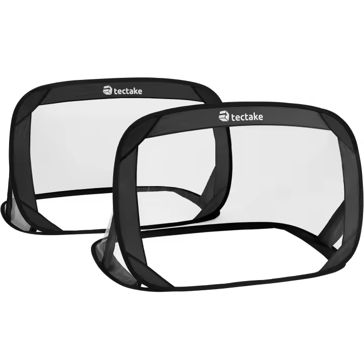 Tectake - Porterías de fútbol plegable | Dos mini porterías de fútbol portátiles | Peso ligero y medidas de embalaje manejables | Soporte estable y seguro gracias a las pestañas de fibra de vidrio y las piquetas - 1
