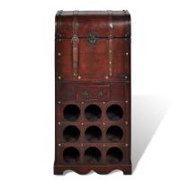 vidaXL Botellero de madera para 9 botellas baúl con cajón - details 1