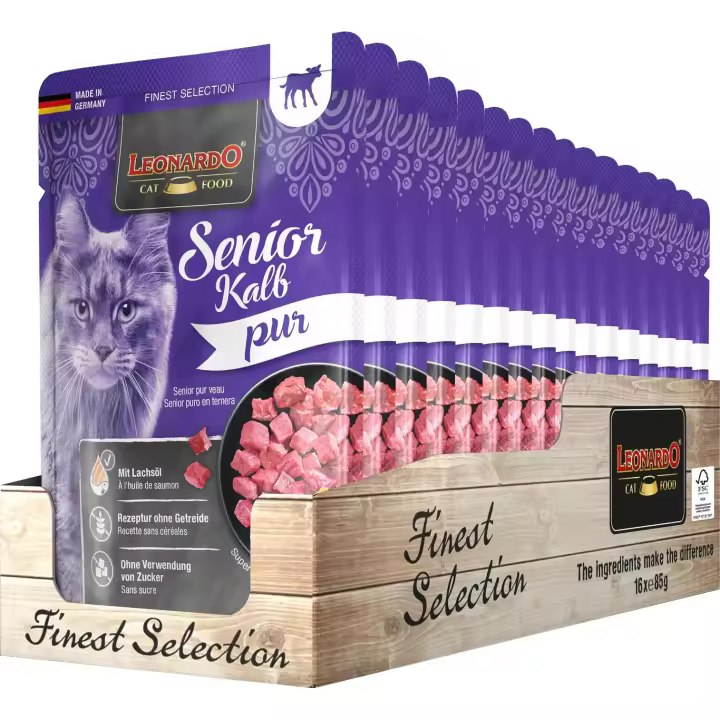 Leonardo Senior pouch16x85g comida humeda en sobre para gatos senior - 1