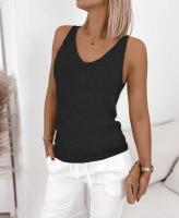Chaleco De Punto Para Mujer Estilo Primavera/verano V-Neck Casual Versátil Sencillo Moda De Calle Color Sólido Chaleco De Suéter - details 4