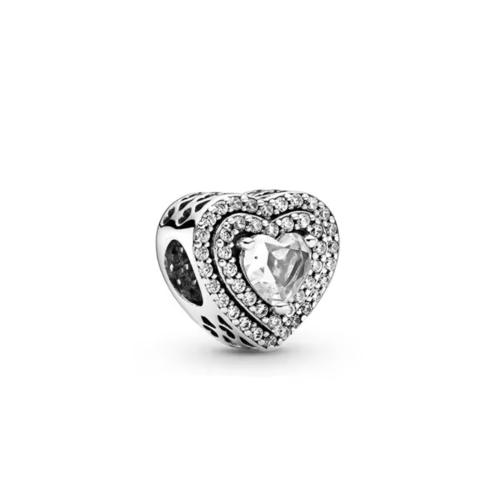 PANDORA Charm Corazón Declaración Plata 925 Amor Brillante Cuentas DIY de Alta Gama - 1