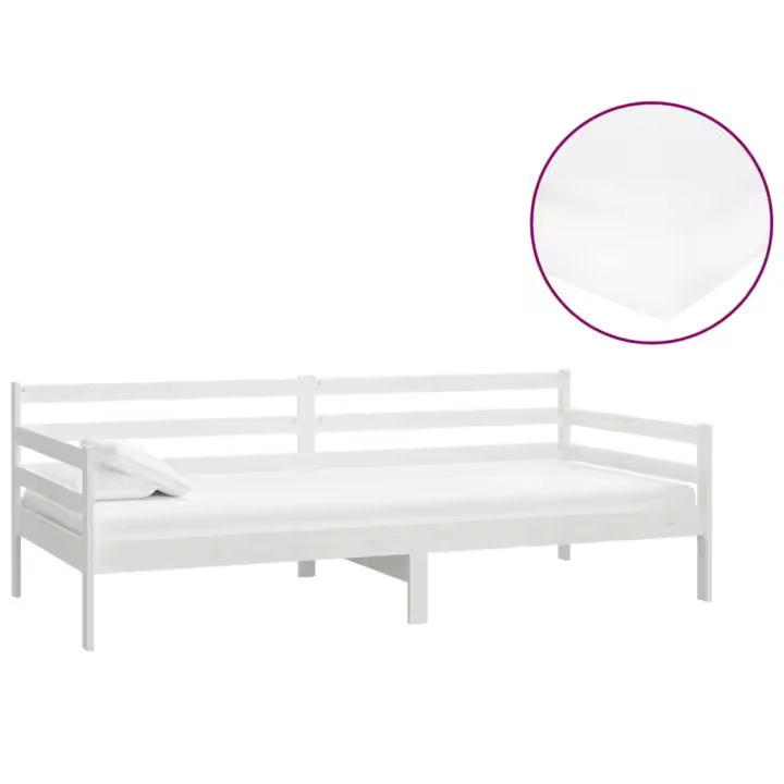 vidaXL Sofá cama con colchón madera de pino maciza blanco 90x200 cm - 1