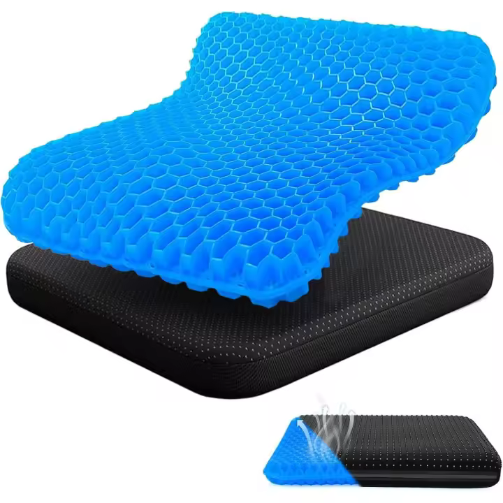 Cojín De Asiento De Gel, Nido De Abeja Grueso Cojín De Gel Suave Sitter Cojín De Aliviar La Presión De La Espalda Coxis Cojines Asiento Para Coche Oficina Silla De Ruedas Silla De Casa Kit - 1