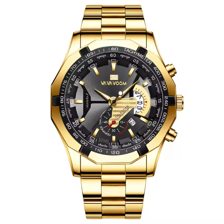 Reloj De Lujo Para Hombre 2023 Marca Top Deportivo Casual Oro Resistente Al Agua Cuarzo Reloj De Mano Con Correa De Acero Inoxidable Y Dial Resistente Al Choque - 1