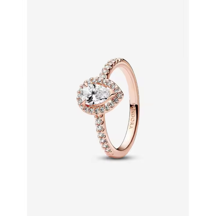 Pandora - Anillo Halo de Pera Brillante - Baño de Gold Rose de 14K - 1