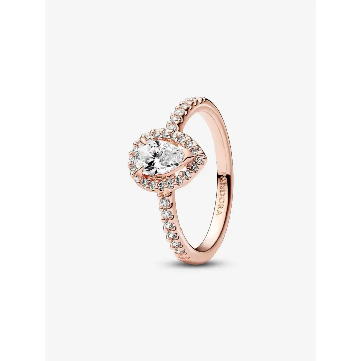 Pandora - Anillo Halo de Pera Brillante - Baño de Gold Rose de 14K - 1