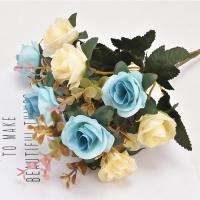 Rosa Artificial 34cm Flores Falsas Para Decoración De Hogar Fiesta Boda DIY Adornos De Vaso Accesorios De Decoración De Habitaciones - details 7