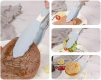 Pinzas de cocina, juego de 4, pinzas de acero inoxidable antideslizantes de 7" con clip de bloqueo para cocinar, asar, servir, resistentes al calor, de calidad alimentaria - details 0