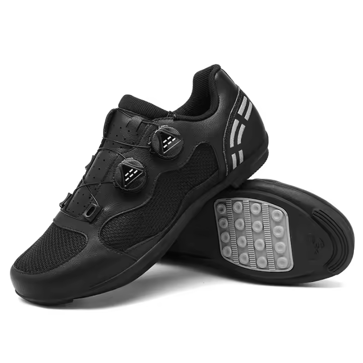 Zapatos De Ciclismo Para Hombre MTB Transpirables Negros Con Plataforma Plana Y Cierre De Bloqueo Libre Material De Suela De Goma Cómodos Para Bicicleta De Montaña Y Zapatillas De Ciclismo - 1