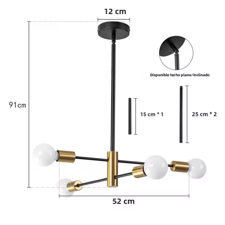 Modern Nordic Sputnik Lámpara De Techo En Negro Con 4/6/8 Luces Lámpara LED Para Iluminación Interior Fijación Pendant No Incluye Bombillas - 1