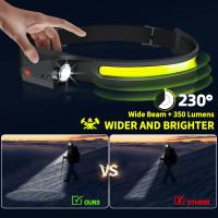 Linterna Frontal LED Con Sensor Rechargeable USB 1-20 Pack Batería Integrada Para Camping Pesca Y Actividades Al Aire Libre Impermeable Con Modos De Luz Diversos - details 2