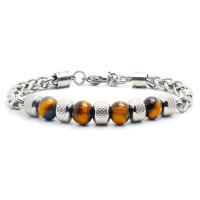 Nuevo Pulsera De Cadena Para Hombres En Acero Titánico Ajustable Con Obsidiana Y Ojo De Tigre Pulsera De Metal Natural Para Hombre Accesorios De Moda - details 2