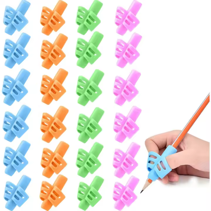 Clip para lápiz para niños, corrección de postura de escritura a mano, ayuda para escribir (24 piezas) - 1