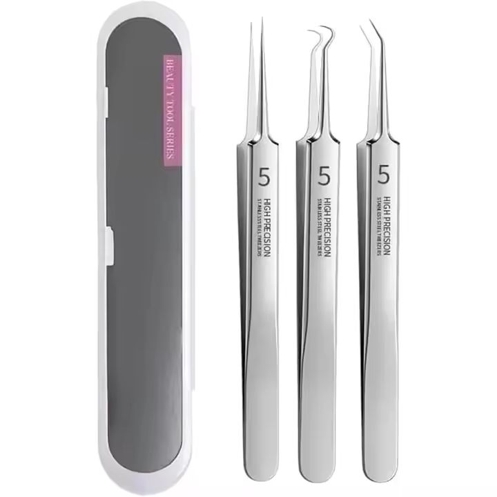 Pinzas para quitar puntos negros, pinzas profesionales para quitar puntos negros, kit de herramientas para quitar granos, pinzas para pelos encarnados - 1