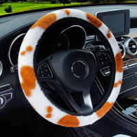 Funda Para Volante De Coche Universal De Peluche Gruesa Y Suave Caliente Decoración Interior Moda Búfalo Accesorios Automotrices - details 4