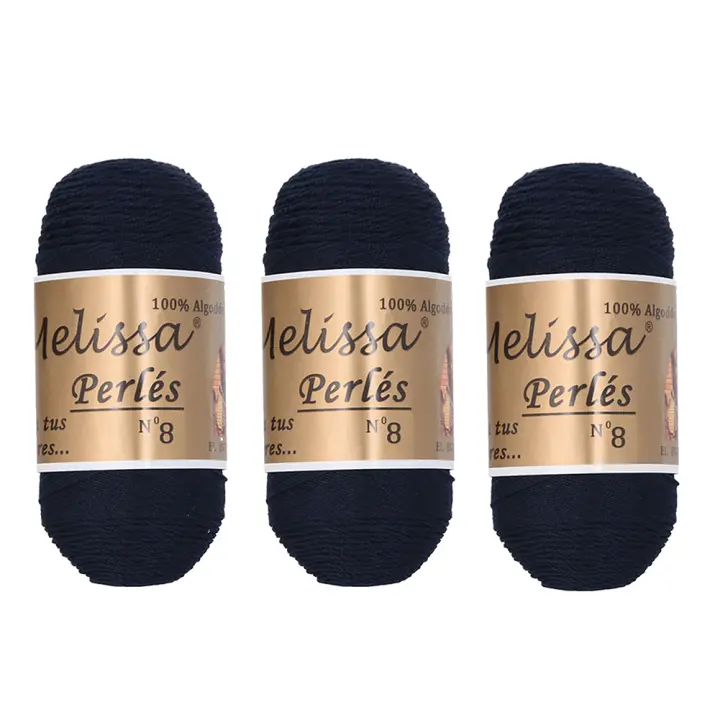 Tesosy / Melissa 3pcs Perlés 8 - Hilo de Algodón para Ganchillo Hilado 100% Algodón para DIY y Tejer a Mano (1u*75 G), Agujas Talla 2, Enviado Desde Europa - 1