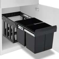 vidaXL Cubo de Basura Extraíble en Armario de Cocina Cierre Suave Papelera Dimensiones 48 x 34.3 x 35.1 cm/ 36 L, 51.8 x 34 x 41.3 cm/ 48 L - details 0