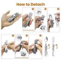 Cuchutlería Plegable Para Camping Multifuncional Portátil Incluye Navaja Cuchillo Cuchara Abrebotellas Y Abrepatas Equipamiento Para Picnic - details 3
