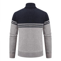 Chaqueta De Punto Para Hombre Con Cuello Erguido Y Cremallera Estilo Casual Thicken Fleece Caliente Suéter Con Patrón Rayado Abrigo De Invierno - details 6