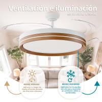 Ostark Ventilador de Techo con Luz LED Retráctil 106cm, 4 Aspas, Control por APP y Mando a Distancia, Potencia Total 66W, Temporizador, 6 Velocidades, 3 Temperaturas de Luz, Función Verano-Invierno, Silencioso, Negro Ostark-leduni - details 1