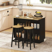 HOMCOM Isla de Cocina Mueble Auxiliar de Cocina con 2 Estantes Abiertos 2 Puertas y Estantes Ajustables Estilo Moderno Carga 100 kg 105x60x82 cm Negro y Roble - details 1