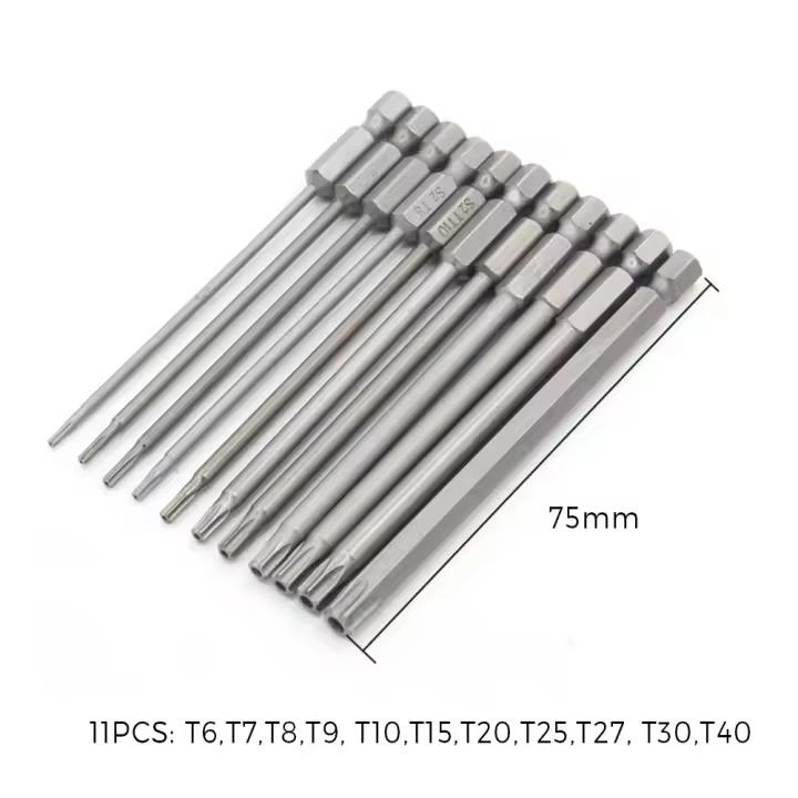 Juego De 11 Piezas De Destornilladores Magnéticos Antirrobo Con Tornillos Torx Y Planos 1/4" Hexagonal Herramienta De Seguridad Para Bricolaje Y Reparación - 1