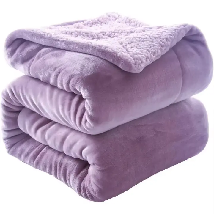 Manta Borrego de Terciopelo con Aspecto de Piel de Cordero Gruesa 100%Poliéster, Estilo Moderno en 6 Colores y 3 Tamaños -Mantas de Sofa, Polar, Franela -Invierno, Siesta cálida y Espesa - Doble Capa ultrasuave. Envío desde España - 1