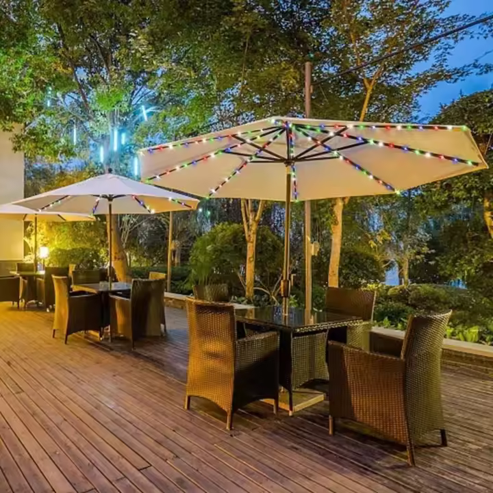 Luz De Paraguas Con Control Remoto Y 8 Modos Operada Por Batería Impermeable Para Decoración De Jardín Patio Courtyard - 1