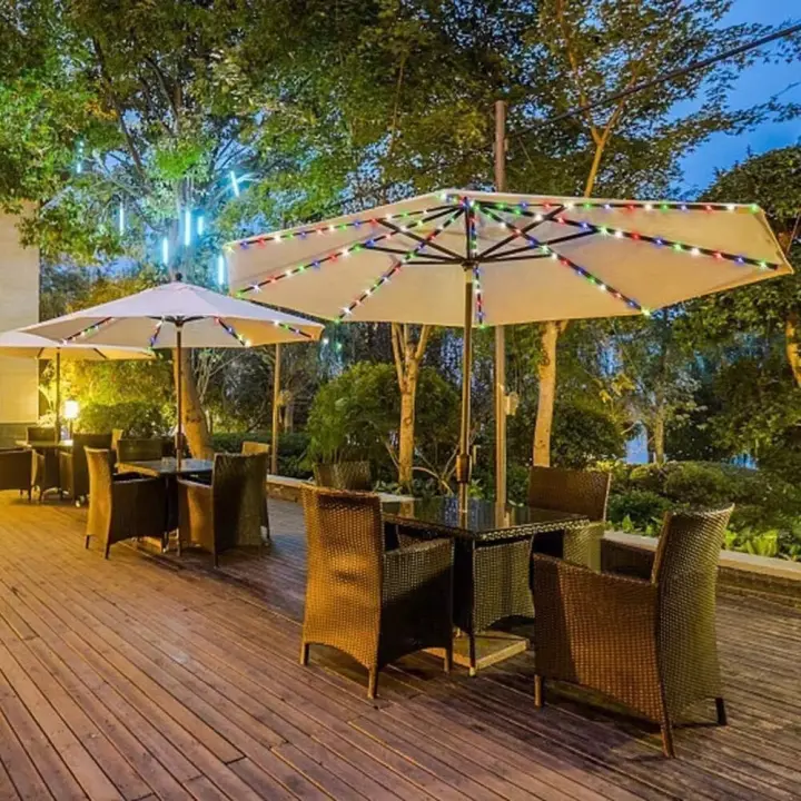 Luz De Paraguas Con Control Remoto Y 8 Modos Operada Por Batería Impermeable Para Decoración De Jardín Patio Courtyard - 1