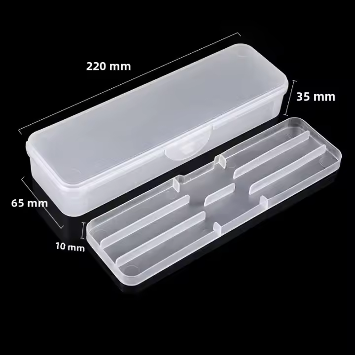 Caja De Almacenamiento Para Uñas Rectangular Doble Capa Con Herramientas De Uñas Portátil De Plástico 22cm Con Palillos Pinzas Cepillo Y Archos - 1