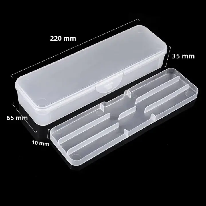 Caja De Almacenamiento Para Uñas Rectangular Doble Capa Con Herramientas De Uñas Portátil De Plástico 22cm Con Palillos Pinzas Cepillo Y Archos - 1