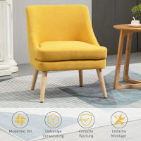 Silla de Salón Dormitorio Toque de Lino Madera Amarillo - details 1