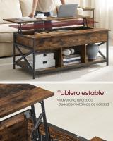 Mesa de centro con tablero elevable, espacio abierto y oculto, ideal para salón comedor, color gris carbón o marrón rústico - details 9