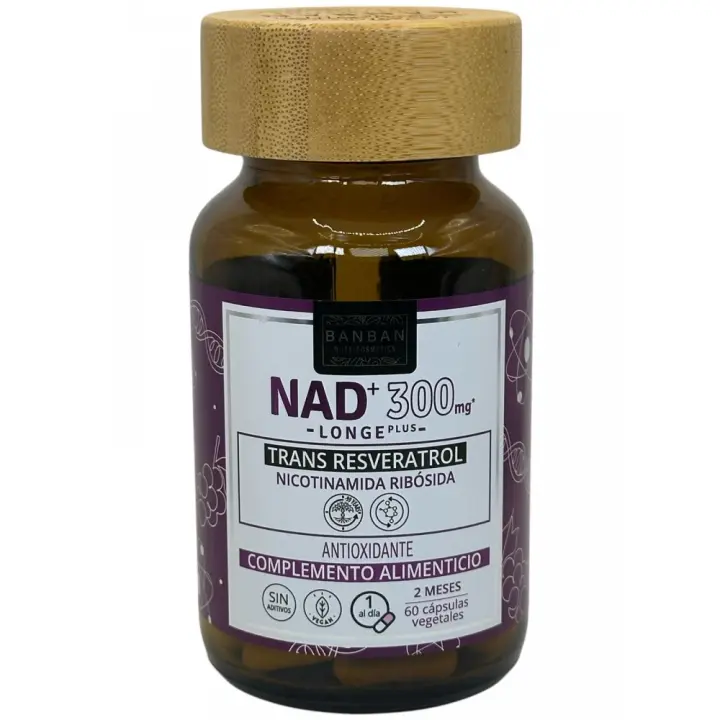 NAD+ 300mg con Trans Resveratrol 78,4mg 60 cápsulas 570mg Nutricosmetica de BANBAN - 1