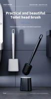 Juego De Cepillo Y Soporte Para Inodoro Con Cabeza Flexible Y Cerdas De Silicona Tamaño Compacto Para Almacenamiento Para Baño - details 0