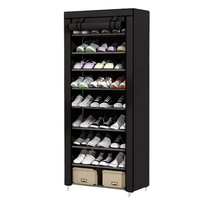 LUTODY - Zapatero Organizador de zapatos de tela textil, Auxiliar compacto de varios niveles, vertical, tubo de metal plegable - Vestidor portátil para recibidor, entrada, sala de estar, salón - Ligero y resistente