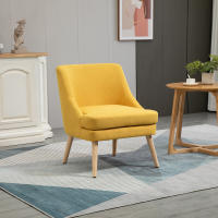 Silla de Salón Dormitorio Toque de Lino Madera Amarillo - details 0