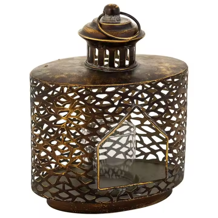 WANDERLUST DECO Portavelas de Metal Marrón 21.5x13.5x26h Cm - Agrega Calidez y Estilo - 1