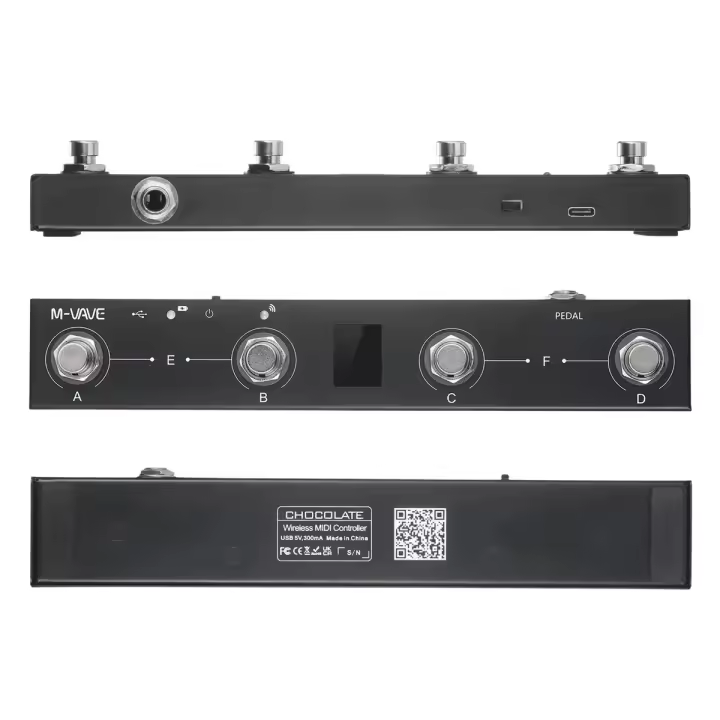 Controlador MIDI Bluetooth M-VAVE Chocolate Recargable Con 4 Botones Pedal De Control Por App Portátil Para Guitarra Y Música - 1