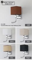 Lámpara De Pared Moderna E27 Con Luz De Lectura LED Y USB Para Dormitorio Sala De Estar Hotel Instalación En La Pared Material De Tela - details 8