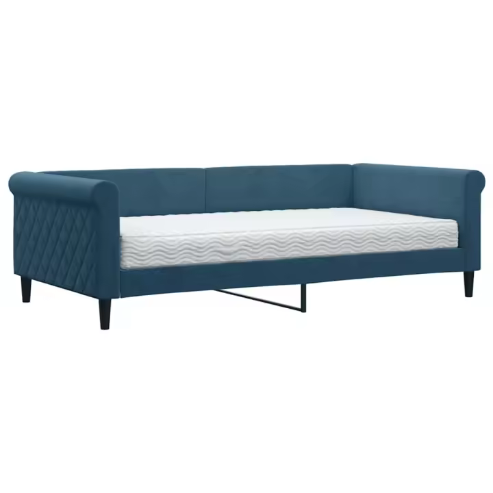 vidaXL Sofá cama con colchón terciopelo azul 100x200 cm - 1