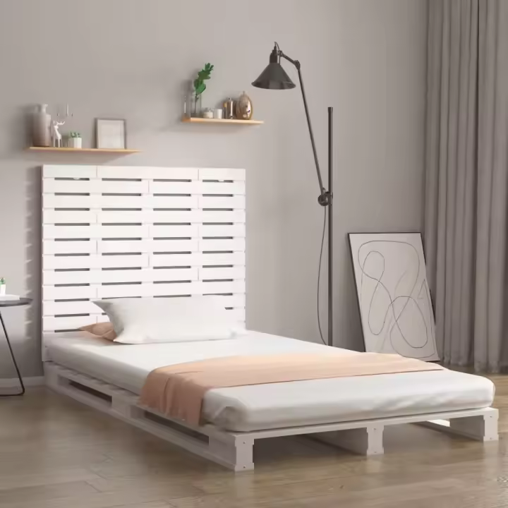 vidaXL Cabecero cama de pared madera maciza pino blanco 96x3x91,5 cm - 1