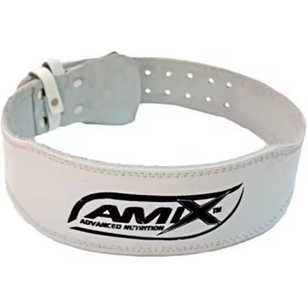 Amix Nutrition Cinturón de Cuero Blanco Talla XL - Protección Lumbar Superior - 1