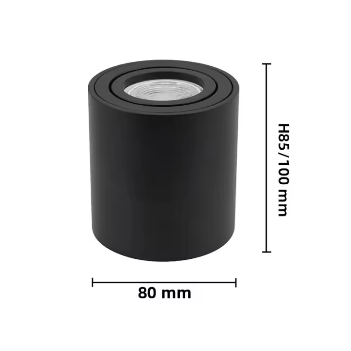 Spotlight LED GU10 Fitting Para Techo Iluminación Cilíndrica Bajo Tensión 220V Montaje En Superficie Material Aluminio Negro - 1