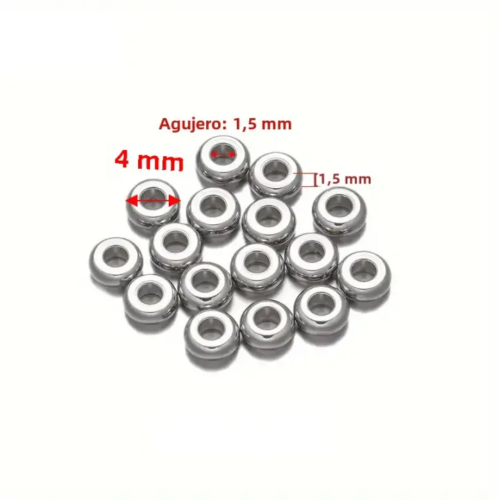 50pcs Bolas De Espaciador De Acero Inoxidable Para Pulseras Y Joyería DIY Suministros De Encantos Y Accesorios Para Creación De Joyas - 1