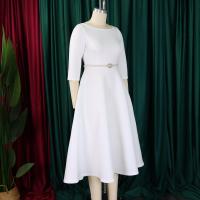 Vestido De Lujo Para Mujer Con Cuello Redondo Manga Larga Cinturado A-Linea Hasta El Tobillo Elegante Vestido De Cumpleaños - details 27